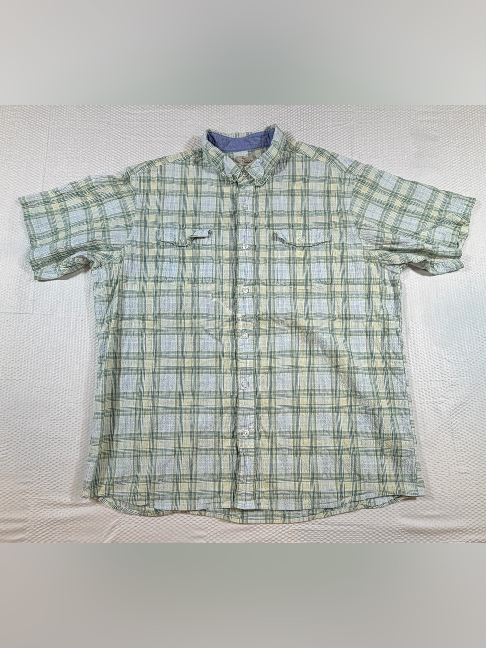 Bob Timberlake Men’s 2XL Plaid Short-Sleeve Green Plaid Button-Down Shirt